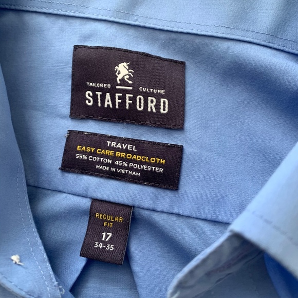 Stafford Travel Regular Fit Blue Dress Shirt - Picture 2 of 2